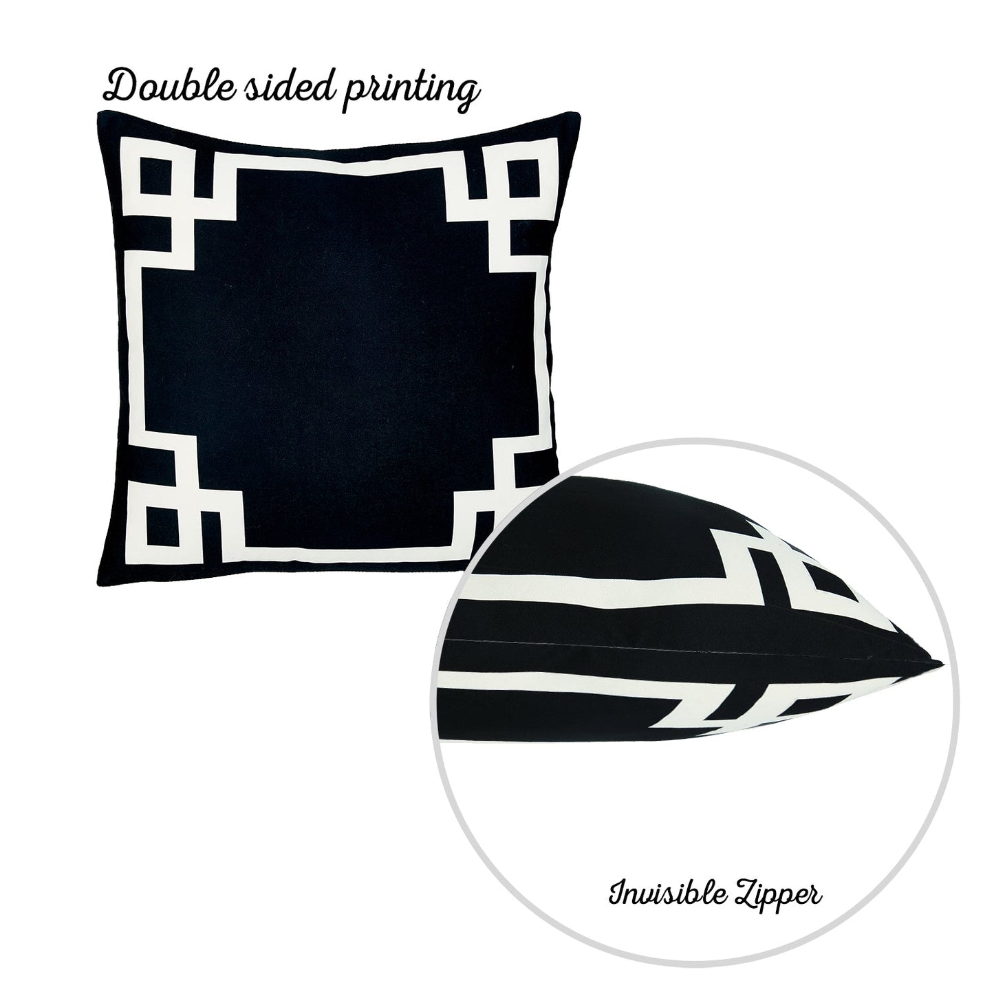 Geometric Black & White Square Decorative Throw Pillow Cover & Insert