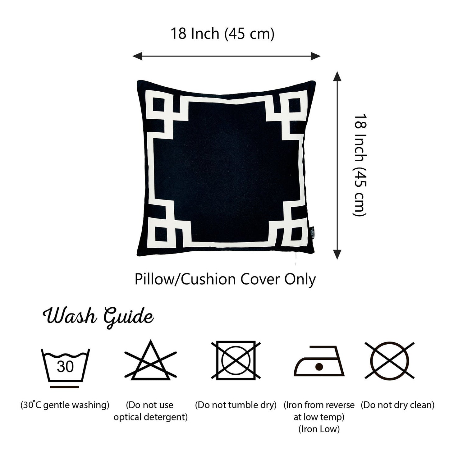 Geometric Black & White Square Decorative Throw Pillow Cover & Insert