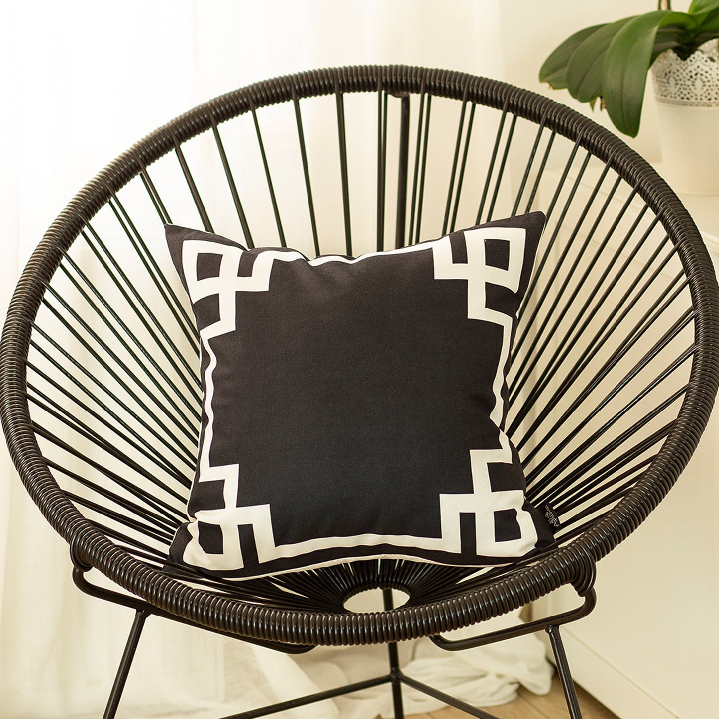 Geometric Black & White Square Decorative Throw Pillow Cover & Insert