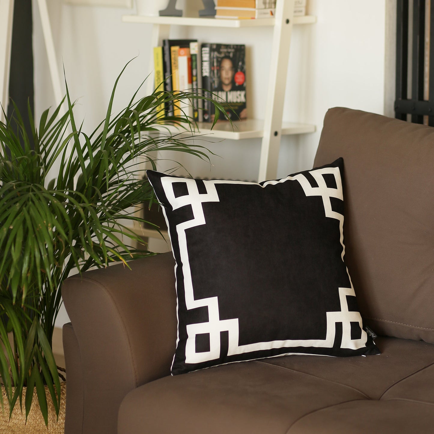 Geometric Black & White Square Decorative Throw Pillow Cover & Insert