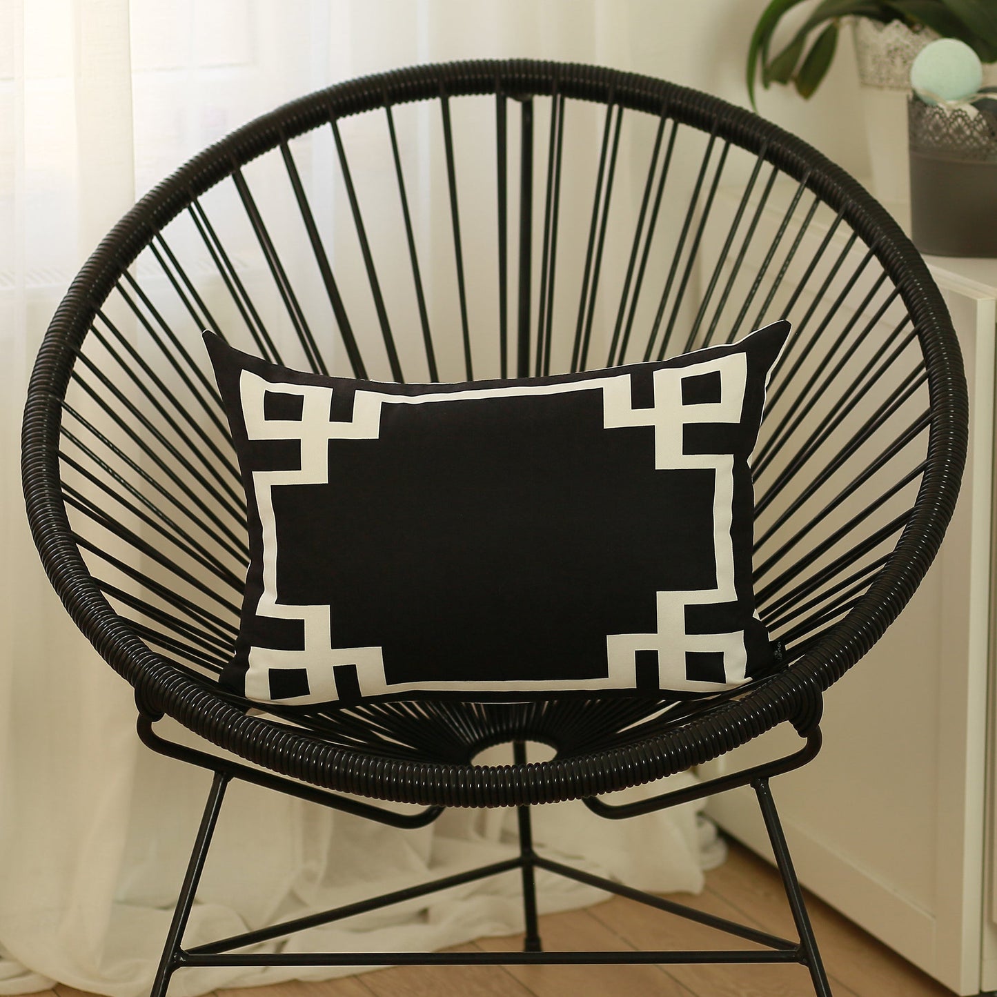 Geometric Black & White Square Decorative Throw Pillow Cover & Insert