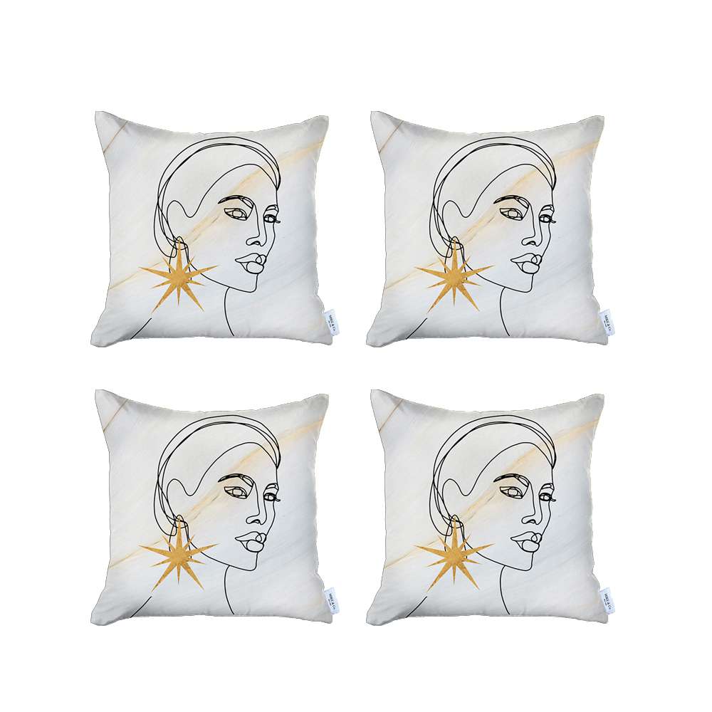 Boho-Chic Set of 4 Handcrafted Decorative Throw Pillow Cover