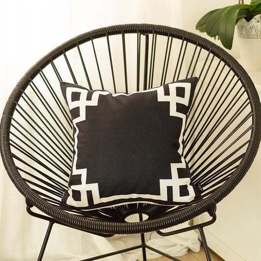 Geometric Black & White Square Decorative Throw Pillow Cover & Insert