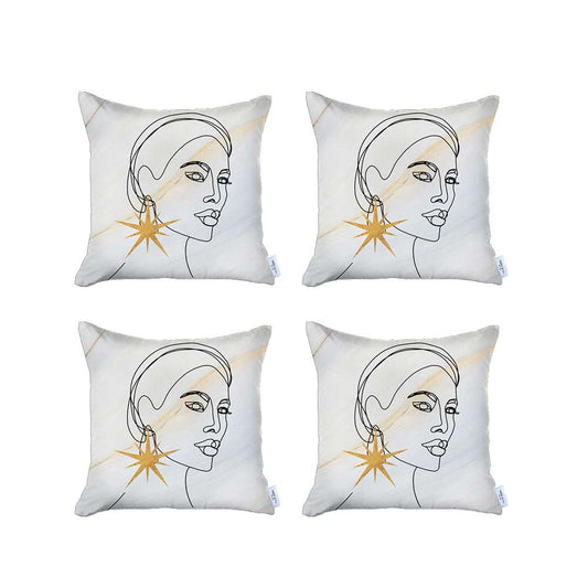 Boho-Chic Set of 4 Handcrafted Decorative Throw Pillow Cover