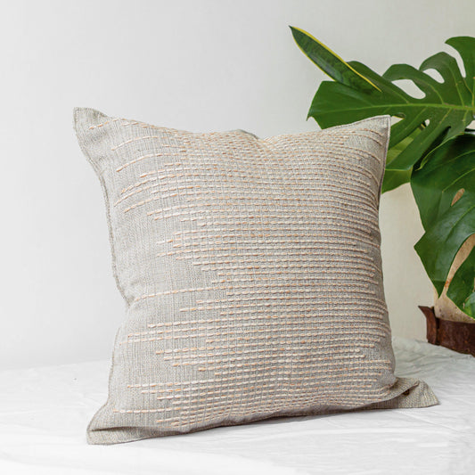 Meander Pillow Cover - Grey with Bone and Cocoa